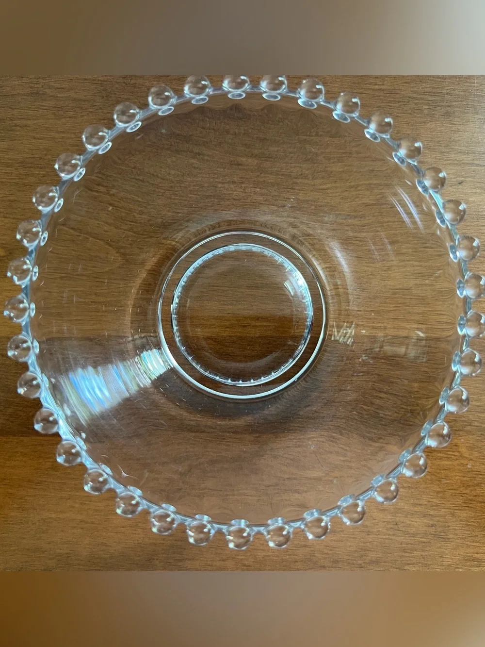 Vintage imperial Glass Beaded Bowl with Plate Set